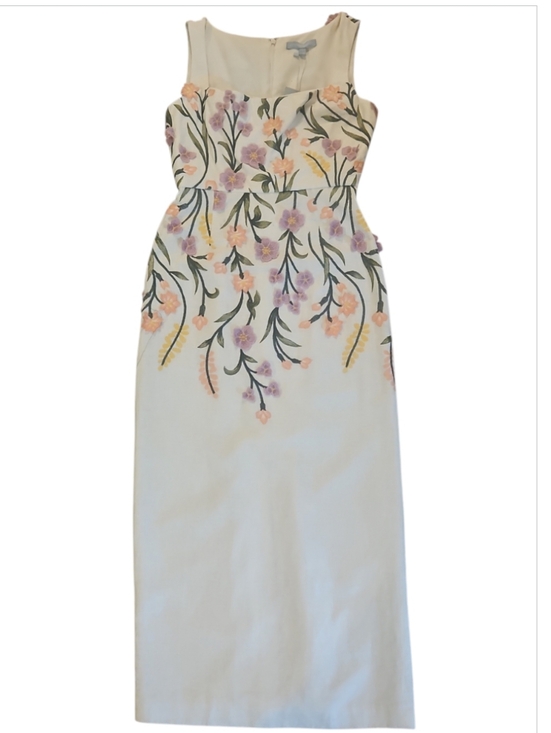 NWT Antonio Melani Halo Floral Embroidered Linen Midi Dress Ivory sz 4 $ 10 - Picture 7 of 12
